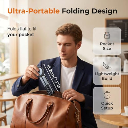 4-in-1 Foldable Laptop Stand, Magnetic Phone Stand & Selfie Stick with 180° Rotating Magnetic Head, Portable Travel Laptop Holder Tripod, 8-Level Ergonomic Height Adjustable Stand (Grey, 1 PCS) - color: Grey, size: 1 PCS