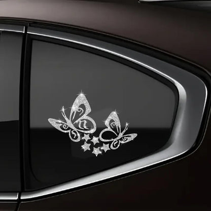 2pcs Sparkling Butterfly Star Sunflower Self-Adhesive PVC Rainbow Glittery Decal Sticker for Cars, Laptops, Trucks, Motorcycles Wall Window Luggage Scratch Cover Door Multi-Surface Decor Sticker