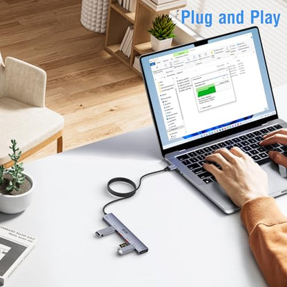 ICZI USB 3.2 Hub 10Gbps 4 Port USB3.2 Gen 2 Splitter with 4FT Cable for Laptop, Desktop PC, Xbox, PS5, iMac, Surface Pro, Xps - size: usb 3.2 aluminum