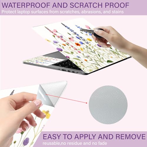 CREATCABIN Colorful Flowers Laptop Skin Sticker Decal Netbook Skin Sticker Notebook Art Decal 12" 13" 13.3" 14" 15" 15.4" 15.6" Laptop Protector Cover Waterproof Scratchproof Removable Easy to Apply - style: Colorful Flowers