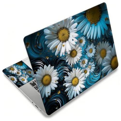 Laptop Skin Sticker Decal, Universal Reusable Vinyl Laptop Cover for 12" 13" 13.3" 14" 15" 15.4" 15.6" Notebook PC, Waterproof Scratch-Resistant with 2 Wrist Pads, Easy to Apply & Remove,Small Daisy - color: Small Daisy