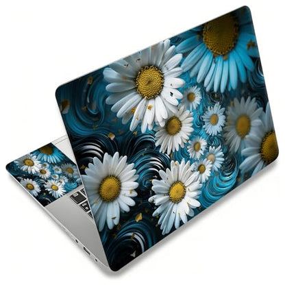 Laptop Skin Sticker Decal, Universal Reusable Vinyl Laptop Cover for 12" 13" 13.3" 14" 15" 15.4" 15.6" Notebook PC, Waterproof Scratch-Resistant with 2 Wrist Pads, Easy to Apply & Remove,Small Daisy - color: Small Daisy