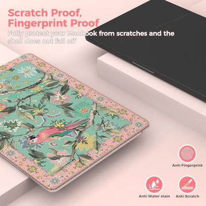 iCasso for M4 MacBook Air 13 inch Case 2026 2025-2022 M3 M2 Model A 3240 A3113 A2681, Sturdy Protective Hard Shell Case for Mac Air 13.6", Keyboard Cover + Screen Protector,Parrot Green - color: Parrot Green