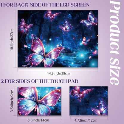 SUPERDANT 3 Pcs Glitter Butterfly Laptop Skin Trim-to-Fit Waterproof PVC Laptop Sticker Set Scratch-Proof 12 13 14 15 16 Inch Laptops Decal Colorful - style: Glittering Butterfly