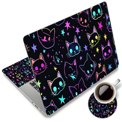 Laptop Skin Sticker Decal 12"-15.6" Universal Laptop/Notebook/Netbook Vinyl - Waterproof Scratch Resistant,Fits HP Dell Lenovo MacBook,2 Free Wrist Pads,Easy Apply & Remove,Glitter Cute Cat - color: Glitter Cute Cat