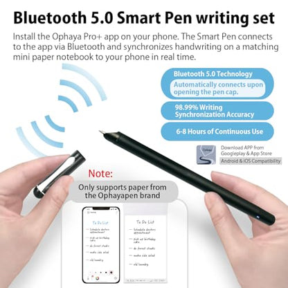 Smart Pen+Mini notebok, Digital Pen Real-time Sync for Digitizing, Storing, and Sharing Notes, Ideal Smart Pen for Note Taking, Drawing, Classroom, Offices, Compatible with Android and iOS