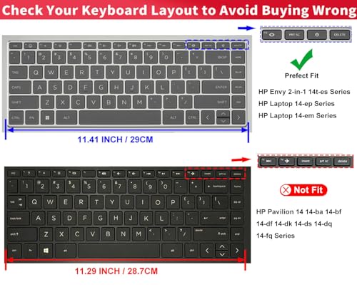 Keyboard Cover for 2023 HP Envy 2-in-1 14" 14t-es000 14-es0013dx 14-es0033dx, HP 14" Laptop 14-ep 14-em 14t-ep000 14z-em000 14-ep000 14-ep0097nr 14-ep0145cl 14-em0047nr Keyboard Skin, Hot Pink - color: Hot Pink