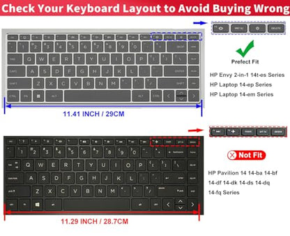 Keyboard Cover for 2023 HP Envy 2-in-1 14" 14t-es000 14-es0013dx 14-es0033dx, HP 14" Laptop 14-ep 14-em 14t-ep000 14z-em000 14-ep000 14-ep0097nr 14-ep0145cl 14-em0047nr Keyboard Skin, Hot Pink - color: Hot Pink