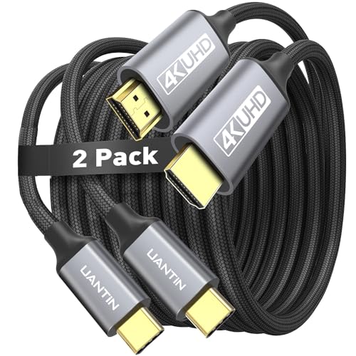 UANTIN USB C to HDMI Cable 10Ft for Home Office 4K High-Speed 2-Pack | USBC to HDMI Cord [Thunderbolt 3/4/5 Compatible] with MacBook Neo, Galaxy S9 to S25, iPhone 17 Pro/Max, iPad Pro, Surface - size: 10FT, style: 2 Pack