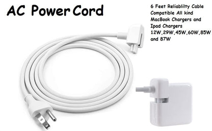 New Replacement AC Power Adapter Extension Cord for MacBook Chargers and iPad Chargers - 6 Feet 3-Prong Power Cord Compatible with Apple MacBook Pro, MacBook Air, iPad, USB-C and MagSafe Adapters