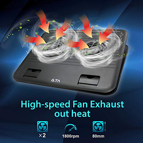 Laptop Cooler Cooling Pad 10"-16" Notebook Cooler Cooling Stand - Slim Portable USB Powered 2 Fans, Adjustable Mounts Laptop Stand Height Angle.
