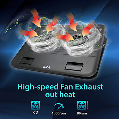 Laptop Cooler Cooling Pad 10"-16" Notebook Cooler Cooling Stand - Slim Portable USB Powered 2 Fans, Adjustable Mounts Laptop Stand Height Angle.