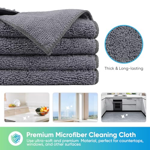HOMEXCEL Grey Microfiber Cleaning Cloth, 12 Pack Premium Microfiber Towels for Cars, Lint Free, Scratch-Free, Highly Absorbent, Reusable Cleaning Rags for Car, Household, Kitchen, Window, 11.5"X11.5" - color: Grey