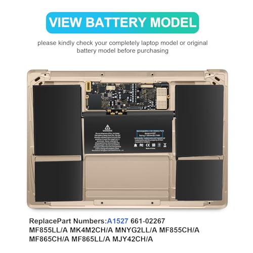 Futurebatt A1527 Battery Replacement for A1705 A1534 Battery Fit for MacBook8,1 9,1 10,1 A1534 MacBook Rtina 12 inch 12 Inch Retina EMC 2746 2991 3099 661-02267 - size: A1527 13.62 8.39 0.71in