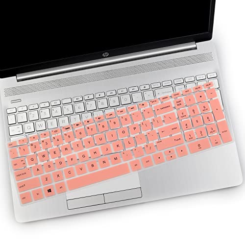 2PCS Keyboard Cover for HP Laptop 15-db/da 15-dw 15-dy 15-bs/bw 15-ef 15t 15z 15.6 15-dy2076nr dy1043dx dy2056ms dy2093dx dy1731ms dy2021nr 15-dw3033dx dw3125od dw0083wm dw3125st dw1001 15-db0011dx - color: Pink+Clear
