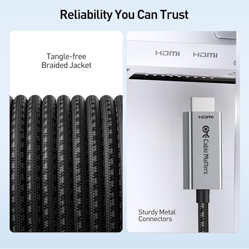 Cable Matters 48Gbps Unidirectional USB C to HDMI 2.1 Cable, 10ft | 4K@240Hz / 8K@60Hz HDR, for macOS and Windows, No Firmware Update Needed, Thunderbolt to HDMI 2.1 - size: 10 Feet