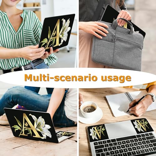 Universal Laptop Skin Sticker with 2 Wrist Pad Decals, 3-Piece Removable Vinyl Laptop Cover, Letter A Waterproof Anti-Scratch, Easy-Trim Fit for 13.3" 14" 15.6" Laptops - color: Letter A