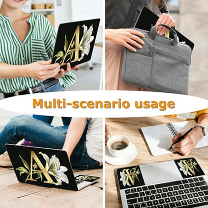 Universal Laptop Skin Sticker with 2 Wrist Pad Decals, 3-Piece Removable Vinyl Laptop Cover, Letter A Waterproof Anti-Scratch, Easy-Trim Fit for 13.3" 14" 15.6" Laptops - color: Letter A