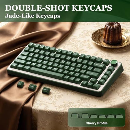 YUNZII B75 PRO Wireless Mechanical Gaming Keyboard | Custom 75% Layout with Knob,Gasket Mount,Hot Swap,Creamy Pre-lubed Switch,BT/USB-C/2.4G(Olive Green, Milk Switch) - color: Olive Green, size: Milk Switch