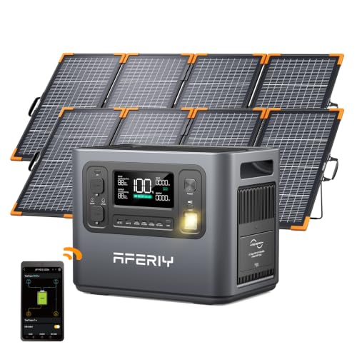 AFERIY P210 2400W Power Station 2048Wh & 200W*2 Bifacial Solar Panel | Bifacial Solar,Over-rated Power,Up to 25% Efficiency N-type Solar Cell,Solar Generator with Panels Included for Camping & RVs - color: P210 Power Station-F