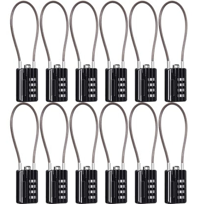SEPOX® Versatile 12-Piece Resettable 4-Digit Combination Travel Lock Luggage Set – Own Password Set-Up, Extra Long Anti-Cut Vinyl Steel Cable, Ideal for Suitcase, Backpacks, Gym Lockers - Black - color: Black Long 12pcs