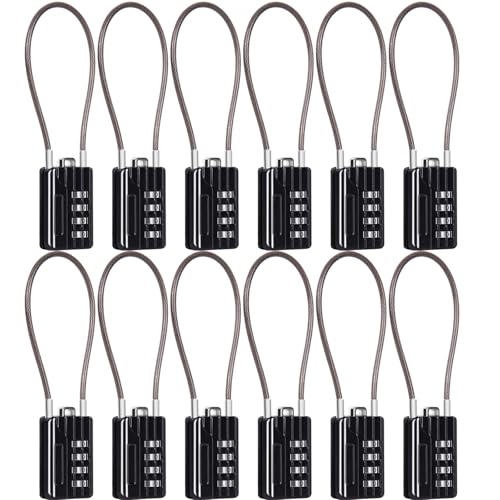 SEPOX® Versatile 12-Piece Resettable 4-Digit Combination Travel Lock Luggage Set – Own Password Set-Up, Extra Long Anti-Cut Vinyl Steel Cable, Ideal for Suitcase, Backpacks, Gym Lockers - Black - color: Black Long 12pcs