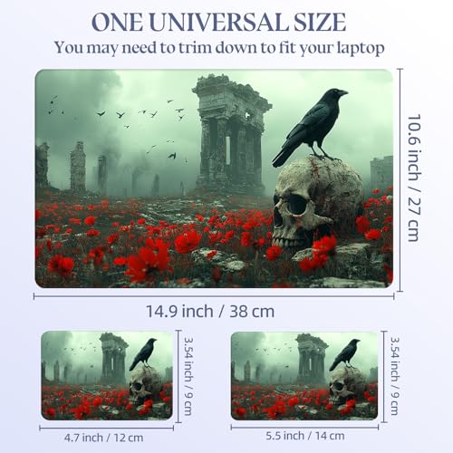 Universal Laptop Skin Sticker Decal,15.6 Inch Laptop Vinyl Cover for 13" 14" 15.6" Laptop,Scratch-Resistant Waterproof Protector Wrap,Reusable with Wrist Pads,Poppy Ruins Raven - color: Poppy Ruins Raven
