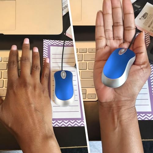EEEKit 2 Pack Mini Retractable Cable USB Optical Mouse, Blue, Unisex - color: Blue