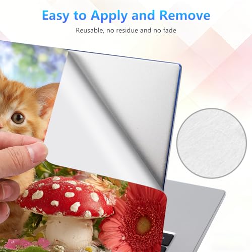Laptop Skin Sticker Decal 15-15.6 Inch with Cute Mouse Pad, Universal Reusable Vinyl Sticker for 12.1 13 13.3 14 15.4 Inch Netbook and Notebook PC, Orange Cat Mushroom - color: Orange Cat Mushroom
