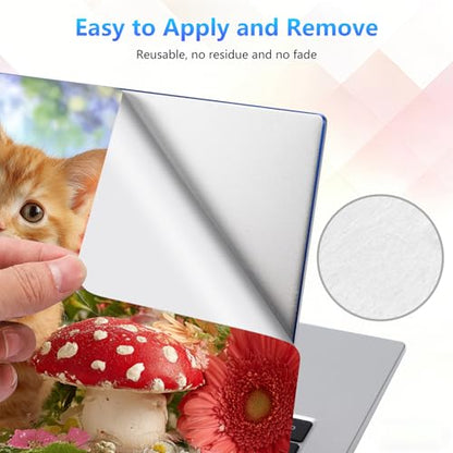 Laptop Skin Sticker Decal 15-15.6 Inch with Cute Mouse Pad, Universal Reusable Vinyl Sticker for 12.1 13 13.3 14 15.4 Inch Netbook and Notebook PC, Orange Cat Mushroom - color: Orange Cat Mushroom