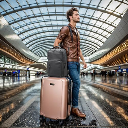 Waterproof Laptop Backpack for Men & Women, Flight Approved Anti-Theft Daypack with 15.6-inch Laptop Sleeve (Gray) - color: Gray