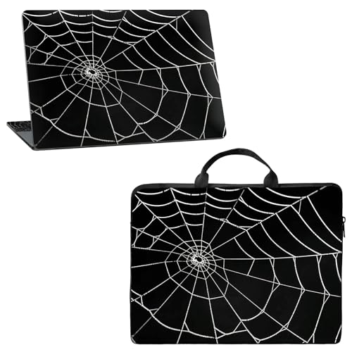 10 inch Laptop Sleeve with Laptop Skin Sticker Set – Slim Protective Case with Smooth Zipper, Lightweight Tablet & Notebook Sleeve for Travel & Daily Carry, Spider Web - color: Spider Web, size: 10 inch