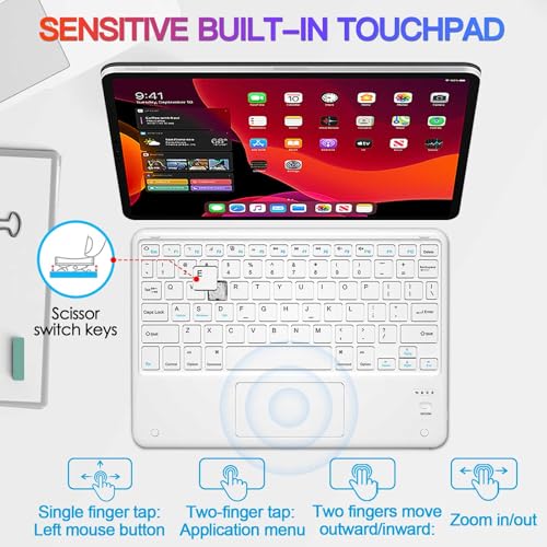 Bluetooth Keyboard, Slim 7 Colors Backlit Wireless Bluetooth Keyboard with Touchpad Built in Rechargeable Battery for iOS Android Windows Tablets PC Smartphone