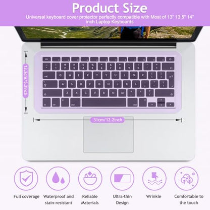 Universal Keyboard Protector Cover Skin for Laptop Notebook 13" 14" Laptop Notebook Ultra-Thin Silicone Waterproof Dustproof Keyboard Protector Skin(Purple,1Pcs) - color: Purple 1Pcs
