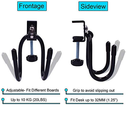 YYST Desk Mount Clamp-On Bag Holder Hook Backpack Hanger Portable for Backpack, Handbag, Purse, Laptop Bag, Tote Bag, Messenger Bag,Table Desk, Under Counter (20 lb. Capacity) (2)