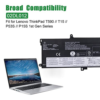 02DL012 L18M3P71 SB10K97650 Battery Replacement for Lenovo ThinkPad T15 T590 P53S P15S Series 02DL011 L18L3P71 SB10K97649 L20D3P71 SB10T83156 SB10T83157 SB10W51924 SB10W51930 SB10W51931 - size: 13.4*5.5*1.1inch 02DL012