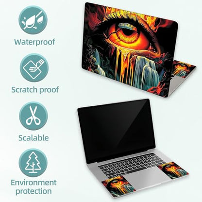 Universal Laptop Skin Decal, 3-Piece Vinyl Protector for 12 13 14 15.6" Notebook, Waterproof Anti-Scratch, Easy Trim & Bubble-Free Finish, Eye with a Waterfall - color: Eye with a Waterfall