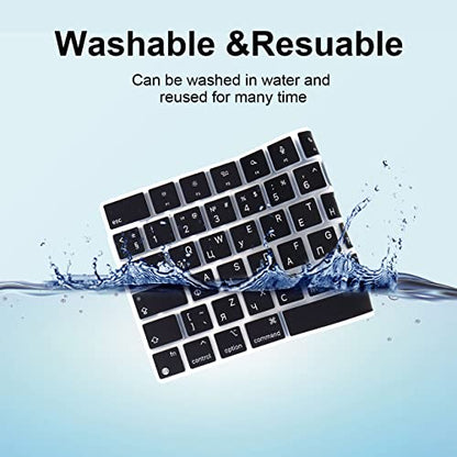 HRH Keyboard Cover Skin EU for MacBook Air 13”15"(M5-M2)&Pro 14”16"(M5-M1) | Ukrainian,Black,2026-2021,A3426 A3427 A3434 A2992,Neo 13" A18,Precise Fit,Dust Proof,Waterproof,Durable,Keyboard Accessories - color: Ukrainian