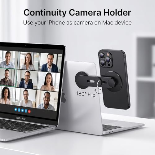 Magnetic Laptop Phone Holder, 360° Rotating Mount Compatible with MagSafe, MacBook, PC Monitor Screen Stand for Tesla, Black
