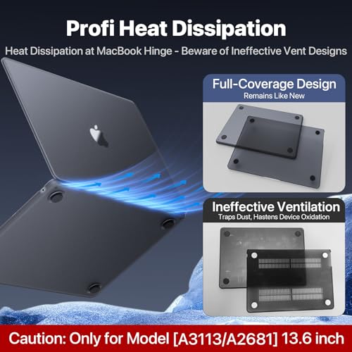 Soonjet for MacBook Air 13 Inch Case M5-M2 2026-2022, Black Hard Shell | Easy to Snap On, Closes Seamlessly, Scratch Resistant, Non-Slip Pads, Includes Keyboard Cover, for A3449 A3240 A3113 A2681 - color: Frosted Gray
