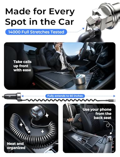 LISEN 90W for iPhone 17 16 15 Pro Max Car Charger USB C Fast Charge,Super Fast for iPhone 17 16 Car Charger USB C Adapter for iPhone 17e 16 15 Pro Max Plus Air,Samsung Galaxy S26 Ultra, Android - color: Black-60inch