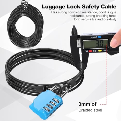 12 Pack Security Cable Luggage Lock with Loops 7 ft 3mm Braided Steel Coated Bike Cable Wire Double Loop Anti Theft Safety for U Lock, Padlock and Disc(Black) - color: Black, size: 7 ft