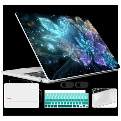 for 2026 MacBook Air 13-inch Laptop Case M5 2026 M4 2025 M3 2024 M2 2022 Release Model A3449 A3240 A3113 A2681, Hard Shell Cover for MacBook Air 13.6 inch, Glowing Flowers - color: Glowing Flowers