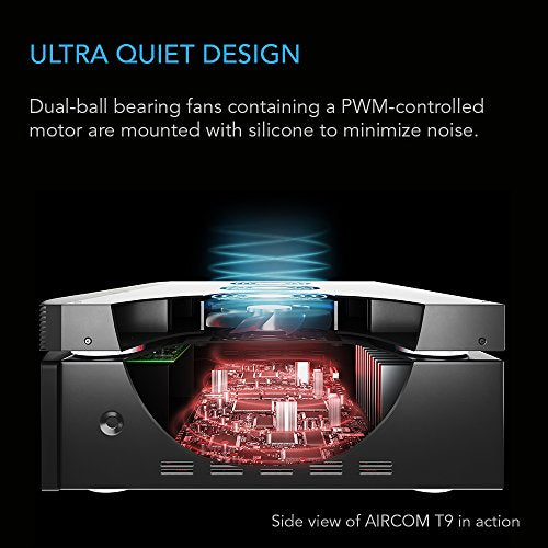 AC Infinity AIRCOM T9, Quiet Cooling Fan System 17" Top-Exhaust | For Receivers, Amps, DVR, AV Cabinet Components - size: 17" Top-Exhaust, style: Smart Controller