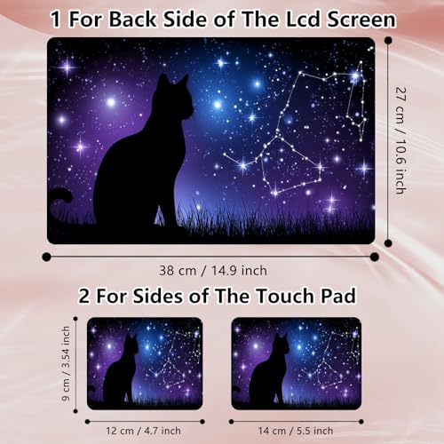 Laptop Skin Sticker Decal 12" 13" 13.3" 14" 15" 15.6",Waterproof Scratch Resistant Vinyl,Reusable Easy to Apply,for MacBook HP Dell Notebooks Netbooks Laptop,2 Wrist Pads,Cute Cat Glitter - color: Cute Cat Glitter