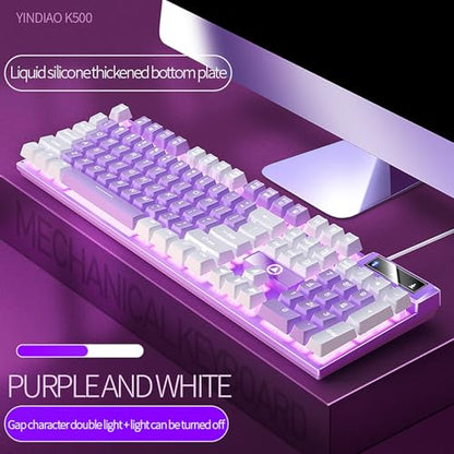 Gaming Keyboard, Wired Backlit Mini Keyboard, Ultra-Compact Anti-Ghosting No-Conflict Membrane Gaming Wired Keyboard for PC Laptop Windows Gamer (Purple) - color: Purple