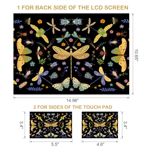DINKY Laptop Skin Sticker Decal 15.6" 15.4" 12" 13" 13.3" 14" 15 inch Laptop Universal Vinyl Skin Stickers Cover Art Decal Notebook PC Personalized Protector, Black Dragonfly - color: Black Dragonfly