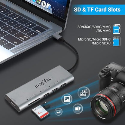 MagBac USB C Docking Station 6-in-1 USB Hub Multiple Adapter with 4K HDMI Display Port, 3 USB A Data Ports, SD/TF Card Slot for HP, Dell, MacBook Pro, Lenovo - style: 6 IN 1 dock