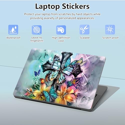 Universal Laptop Skin Sticker with 2 Wrist Pad Skins, Waterproof Scratch Resistant Vinyl Laptop Cover Decal, Cut to Fit for 11–15.6 Inch MacBook HP Dell Lenovo, Faith Butterfly - color: Faith Butterfly