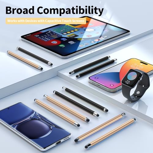 Stylus(10 PCS),Stylus Pen for Touchscreen,High Sensitivity & Precision | Universal Stylus,2-in-1 Rubber Tip,Touch Screens of iPhone/iPad/Android Tablets（Gold & Black） - color: 5PCS Gold & 5PCS Black